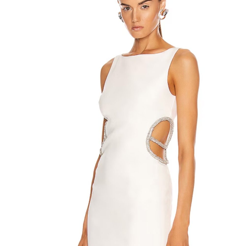 NWT Haney Roselyn Dress White mini cut out  L 10